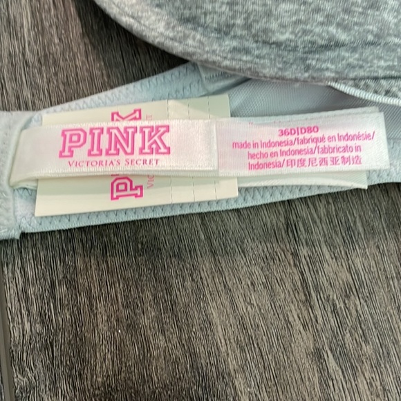 Victoria's Secret PINK Wear Everywhere Tee Shirt Lightly Lined Gray Bra NEW - Picture 2 of 7